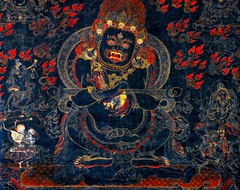 Mahakala Protector of the Tent Print Poster - Tibetan Buddhist Thangka Mandala Buddhism Mahakala God of Time Spiritual Art Gift Home Decor