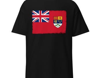 Old Canada Flag Distressed T-Shirt (1921 - 1957) - Canadian Red Ensign - Patriotic Canadian Flag Unisex Men's Women's Black T-Shirt