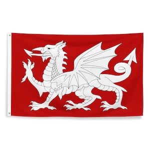 White Dragon Anglo Saxon Flag - Anglo-Saxon England Flag - English History 1066 Battle of Hastings Flag Gift - 87cm x 142cm - 34.5in x 56in
