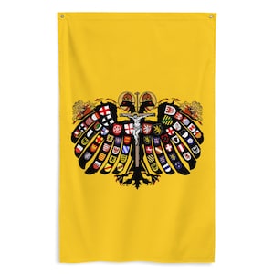 Holy Roman Empire Quaternion Eagle Banner - Medieval European History Decor - Historical German Flag Gift - 87cm x 142cm - 34.5in x 56in