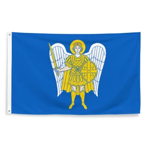 Drapeau Saint Michel Archange - Cadeau biblique chrétien - Bannière décorative murale ange biblique christianisme - 87 cm x 142 cm - 34,5 po. x 56 po.