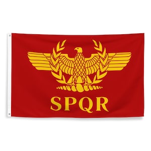 Ancient Rome Flag - Roman Empire SPQR Banner - Julius Caesar Ancient Roman History Flag Gift - 100% Polyester - 87cm x 142cm - 34.5in x 56in