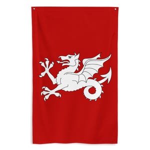 White Wyvern Anglo Saxon Banner - Anglo-Saxon England Flag - English History 1066 Battle of Hastings Gift - 87cm x 142cm - 34.5in x 56in