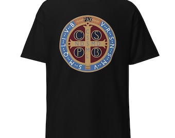 St. Benedict Medal T-Shirt - Saint Benedict Catholic Christian Gift - Benedictine Monks Christianity Unisex Black T Shirt