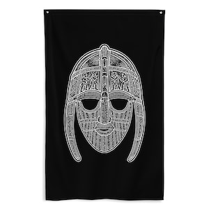 Sutton Hoo Helmet Anglo Saxon Banner - Anglo-Saxon England Flag Decor Patriotic English History Medieval Gift - 87cm x 142cm - 34.5in x 56in