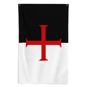 Knights Templar Banner - Temple of Solomon The Crusades Christian Flag - Catholic Christianity History Gift - 87cm x 142cm - 34.5in x 56in