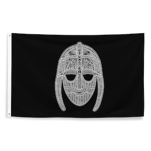 Sutton Hoo Helmet Anglo Saxon Flag - Anglo-Saxon England Wall Decor Patriotic English History Medieval Gift - 87cm x 142cm - 34.5in x 56in