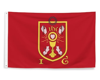 Banner of the Holy Wounds Flag - Pilgrimage of Grace Christian Flag - English Historical Christianity Gift - 87cm x 142cm - 34.5in x 56in