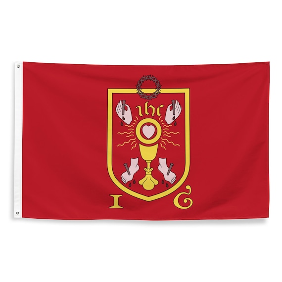 Banner of the Holy Wounds Flag - Pilgrimage of Grace Christian Flag - English Historical Christianity Gift - 87cm x 142cm - 34.5in x 56in