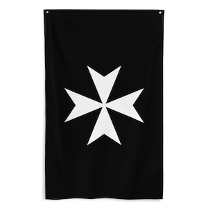 Knights Hospitaller Banner - Knights of Malta Crusades Maltese Cross Gift Catholic Christianity History Flag - 87cm x 142cm - 34.5in x 56in