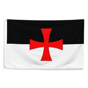 Knights Templar Flag - Temple of Solomon The Crusades Christian Flag - Catholic Christianity Historical Gift - 87cm x 142cm - 34.5in x 56in