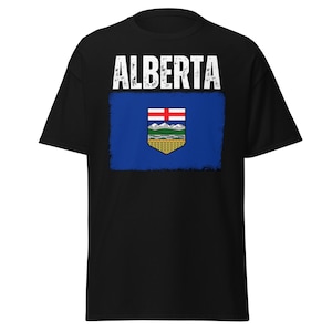 Alberta Flag Distressed T-Shirt - Canadian Province Alberta - Patriotic Alberta Canada Flag Unisex Men&#39;s Women&#39;s Black T-Shirt