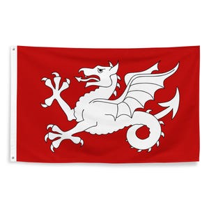 White Wyvern Anglo Saxon Flag - Anglo-Saxon England Decor - English History 1066 Battle of Hastings Flag Gift - 87cm x 142cm - 34.5in x 56in
