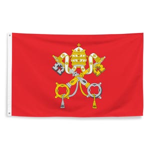 Bandiera con stemma della Città del Vaticano - Santa Sede, Chiesa cattolica cristiana, decorazione da parete del Papa, regalo - 87 cm x 142 cm - 34,5 pollici x 56 pollici
