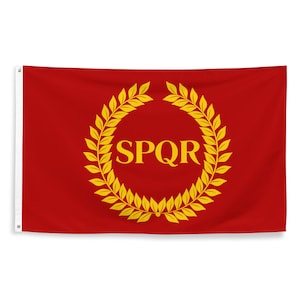 Ancient Rome Flag - Roman Empire SPQR Banner - Julius Caesar Ancient Roman History Flag Gift - 100% Polyester - 87cm x 142cm - 34.5in x 56in