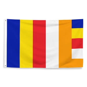 Buddhist Flag - Flag of Buddhism - Buddhist Spiritual Religious Buddha Gift - Theravada Mahayana Vajrayana - 87cm x 142cm - 34.5in x 56in