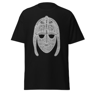 Sutton Hoo Helmet Anglo Saxon T-Shirt - English History Anglo-Saxon Medieval Historical Shirt - Patriotic English Gift Unisex Black T-Shirt