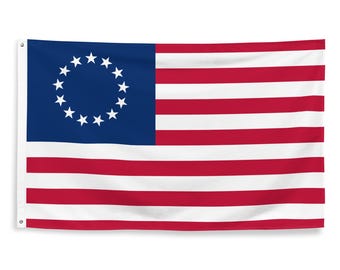 Betsy Ross 13 Star American Revolution Historical Flag - Patriotic United States of America History Gift - 87cm x 142cm - 34.5in x 56in