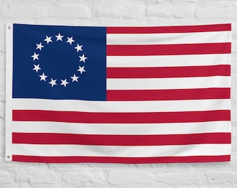 12x18 Inch Betsy Ross Sleeve Flag - 13 Stars Colonial Flag (Polyester, Printed, Trade Winds)