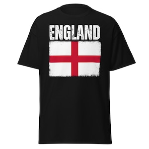 England Flag Distressed T-Shirt - English Saint George&#39;s Cross United Kingdom Patriotic Shirt Gift - Men&#39;s Women&#39;s Unisex Black T Shirt Gift
