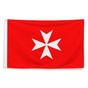 Knight's Hospitaller Flag - Knights of Malta Crusades Maltese Cross Gift - Catholic Christianity History - 87cm x 142cm - 34.5in x 56in
