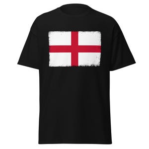 England Flag Distressed T-Shirt - English Saint George&#39;s Cross United Kingdom Patriotic Shirt Gift - Men&#39;s Women&#39;s Unisex Black T Shirt Gift