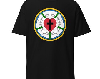 Camiseta de Luther Rose - Camiseta de cristianismo protestante luterano - Camiseta unisex negra de Martin Luther Christian Lutheranism
