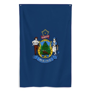 Maine State Flag Banner - United States of America Vertical Flag Wall Decor Hanging - USA States Gift - 87cm x 142cm - 34.5in x 56in
