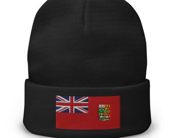Old Canada Flag Beanie (1868 - 1921) - Canadian Red Ensign - Embroidered Winter Beanie Hat - Patriotic Canadian Flag Hat