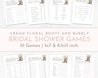 Western Bridal Shower Games: Boots & Bubbly, Printable Canva Template (Digital Download))