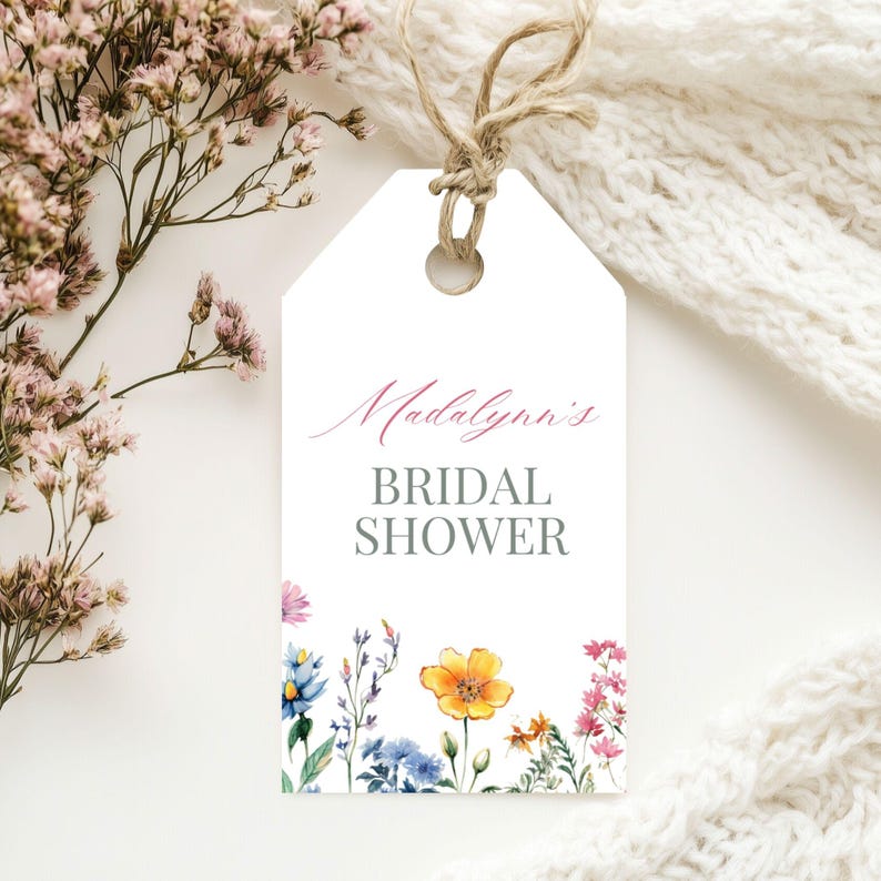 Wildflower Bridal Shower Favor Tags – Floral Theme – Thank You Tags ...