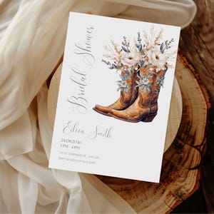 Cowgirl Boots Bridal Shower Invitation: Rustic Western Floral (Digital Download)