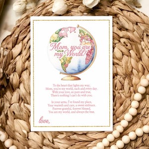 Mamá, eres mi mundo: emotiva tarjeta para el Día de la Madre / Regalo único para mamá / Tarjeta de felicitación especial para el Día de la Madre: personaliza con la plantilla Jet
