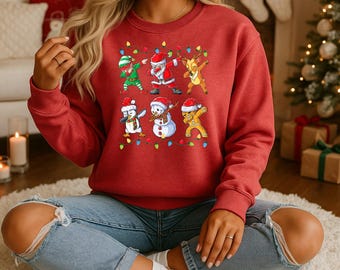 Moletom de Natal com Papai Noel fazendo dab | Gola redonda de Natal