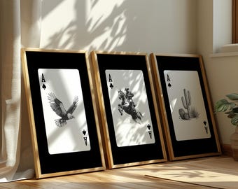 Cowboy Ace Playing Card Prints, Western Wall Art (Digital Download)