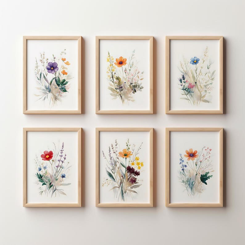 Watercolor Wildflower Print Set, Botanical Art (digital Download) - Etsy