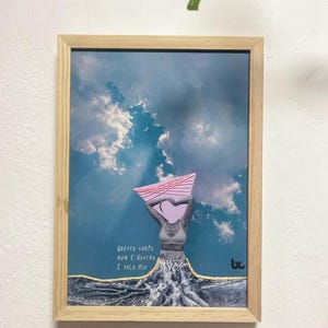Poster ricamato - Questo corpo è mio / Collage digitale e ricamo su carta formato A4, fatto a mano, artigianato, ricamo