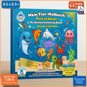Mein Tier Malbuch | Sea Animals Coloring Pages | Deutsch & Englisch | PDF zum Ausdrucken | Vorschule, Kindergarten, Lernmaterial für Kinder