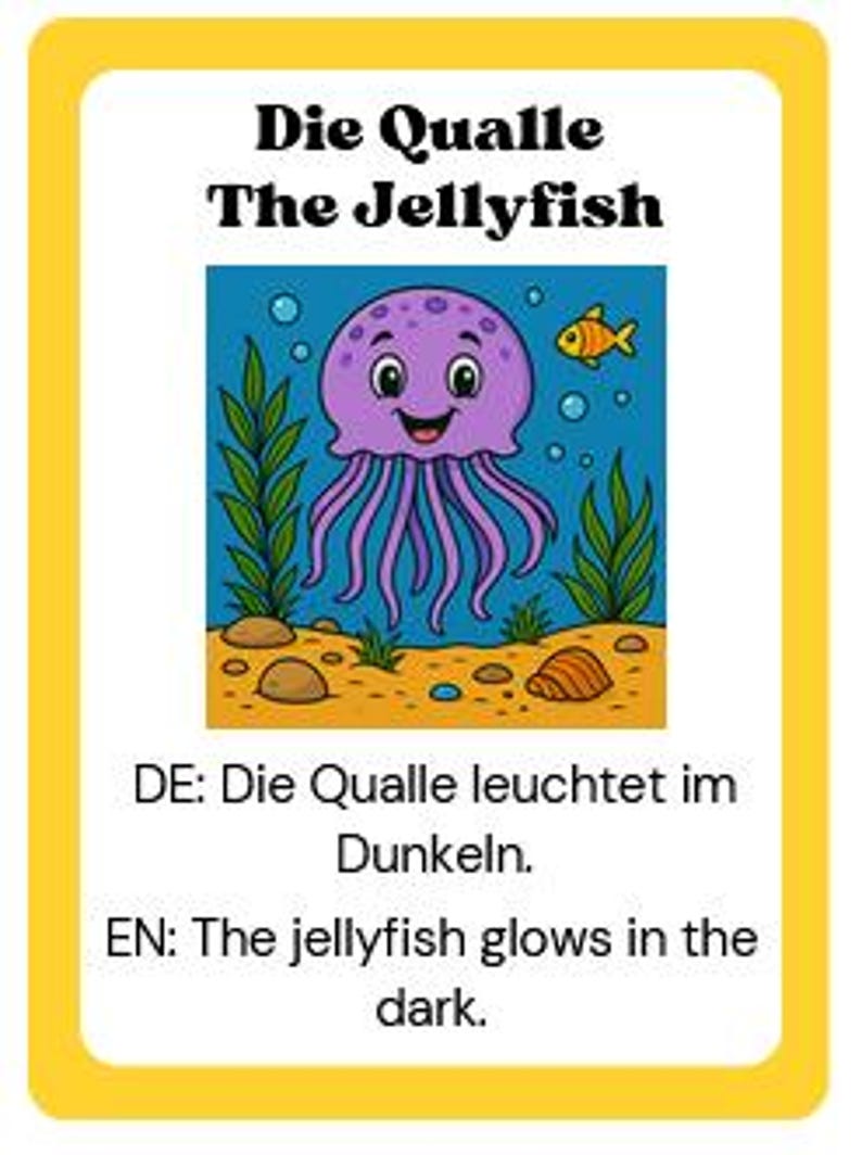 My Sea Animals Flashcards for Kids | Bilingual German English ...