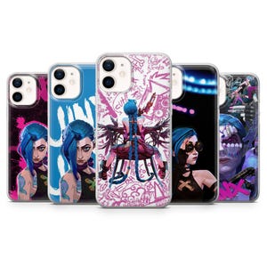 Coque Jinx Arcane Lol Cover pour iPhone 16E, Pro, 15, 14, 13, 12, Samsung S25, S23FE, S24FE, A16, Pixel 9Pro, 8A