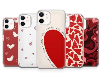 Etui na telefon z sercem i motywem miłosnym na Walentynki do iPhone'a 17Pro, 16, 15, 14, 13, 12, Samsunga S25, S24, S23Fe, S22, A16, A26, A56, Pixela 10, 9Pro