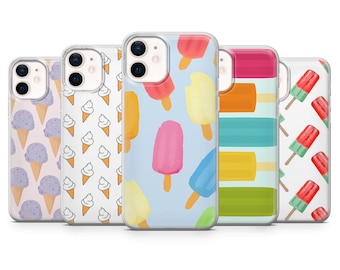 Ice Cream Phone Case Popsicle Gelato Cover for iPhone 17Pro, 16, 15, 14, 13, 12, Samsung S25, S24, S23Fe, S22, A16, A26, A56, Pixel 10, 9Pro