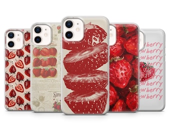 Strawberry Phone Case Berry Red Fruit Cover for iPhone 16E, Pro, 15, 14, 13, 12, Samsung S25, S23FE, S24FE, A16, Pixel 9Pro, 8A