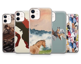 Funda de teléfono con diseño de caballo y poni ecuestre para iPhone 17Pro, 16, 15, 14, 13, 12, Samsung S25, S24, S23Fe, S22, A16, A26, A56, Pixel 10, 9Pro