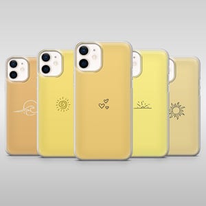 Enkelt gult telefonskal krämfärgat minimalistiskt fodral för iPhone 17Pro 16 15 14 13 12 Samsung S25 S24, S23Fe, S22, A16, A26, A56, Pixel 10, 9Pro