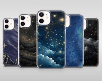 Stars Phone Case Shining Night Sky Sky Cover for iPhone 17Pro 16 15, 14, 13, 12, Samsung S25, S24, S23Fe, S22, A16, A26, A56, Pixel 10, 9Pro