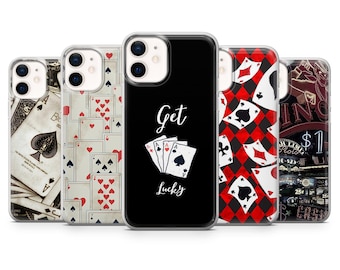 Poker Phone Case Cards Ace Cover for iPhone 17Pro, 16, 15, 14, 13, 12, Samsung S25, S24, S23Fe, S22, A16, A26, A56, Pixel 10, 9Pro