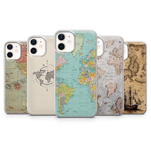 Étui de téléphone vintage pour carte et carte rétro pour iPhone 16E, Pro, 15, 14, 13, 12, Samsung S25, S23FE, S24FE, A16, Pixel 9Pro, 8A