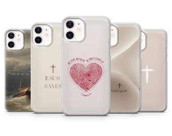 Capa para celular com versículo bíblico de Deus e Jesus para iPhone 17 Pro, 16, 15, 14, 13, 12, Samsung S25, S24, S23Fe, S22, A16, A26, A56, Pixel 10, 9 Pro
