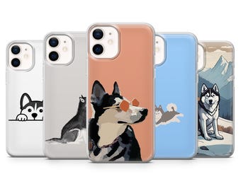 Siberian Husky Phone Case Cute Dog Pet Cover for iPhone 17Pro, 16, 15, 14, 13, 12, Samsung S25, S24, S23Fe, S22, A16, A26, A56 Pixel 10 9Pro